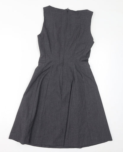 H&M Womens Grey Polyester A-Line Size 10 Round Neck Zip