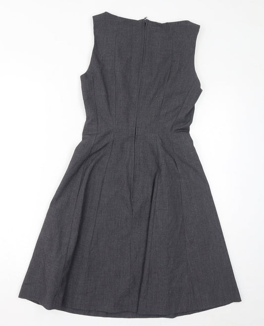 H&M Womens Grey Polyester A-Line Size 10 Round Neck Zip