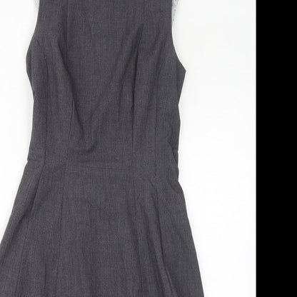 H&M Womens Grey Polyester A-Line Size 10 Round Neck Zip