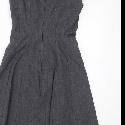 H&M Womens Grey Polyester A-Line Size 10 Round Neck Zip