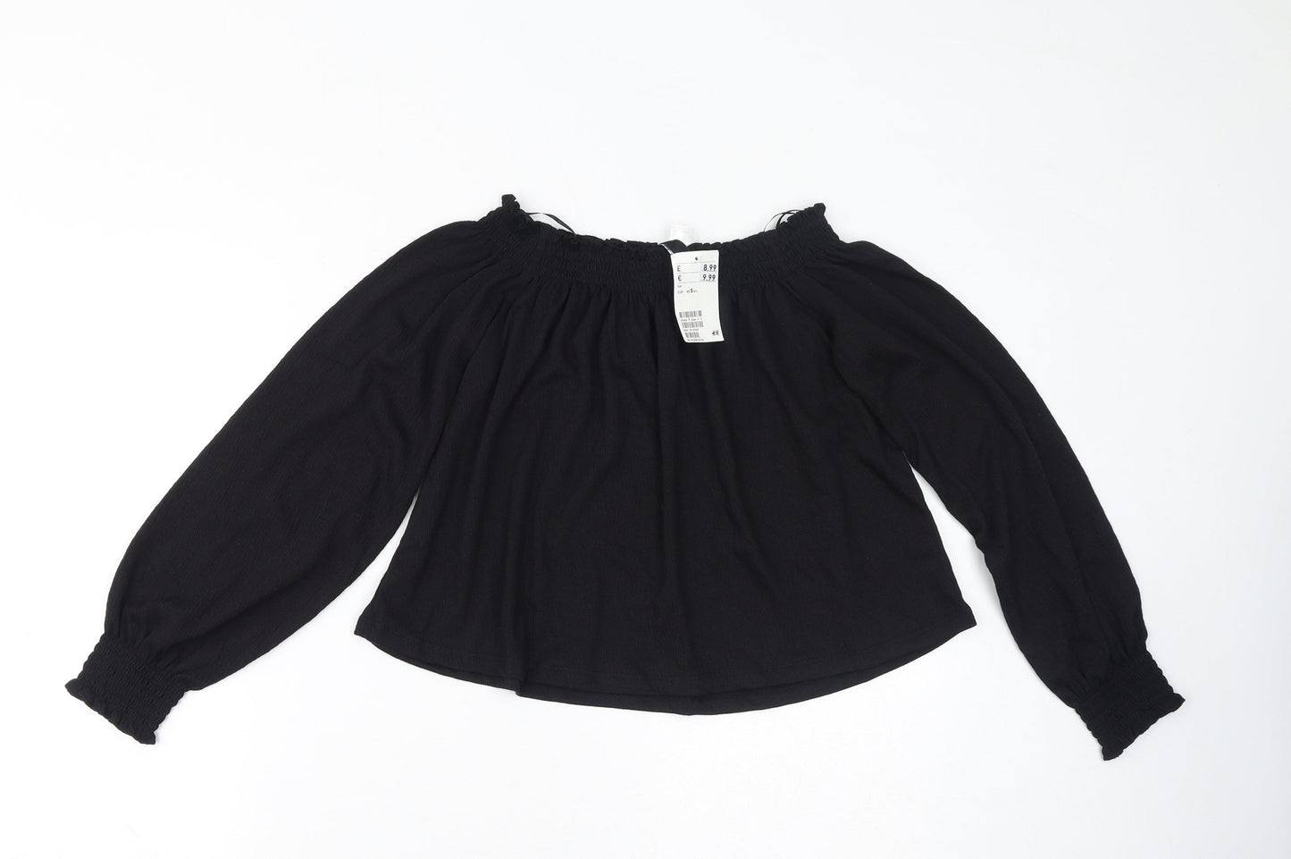 Divided by H&M Womens Black Polyester Cropped T-Shirt Size S Off the Shoulder