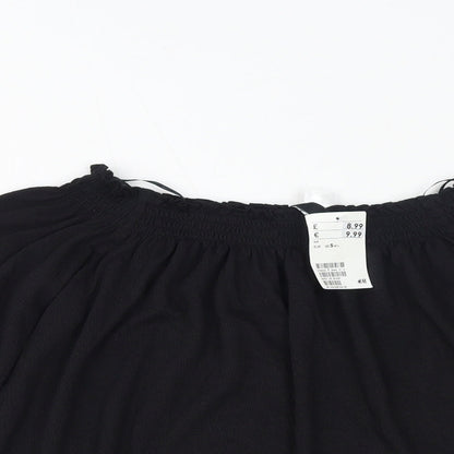 Divided by H&M Womens Black Polyester Cropped T-Shirt Size S Off the Shoulder