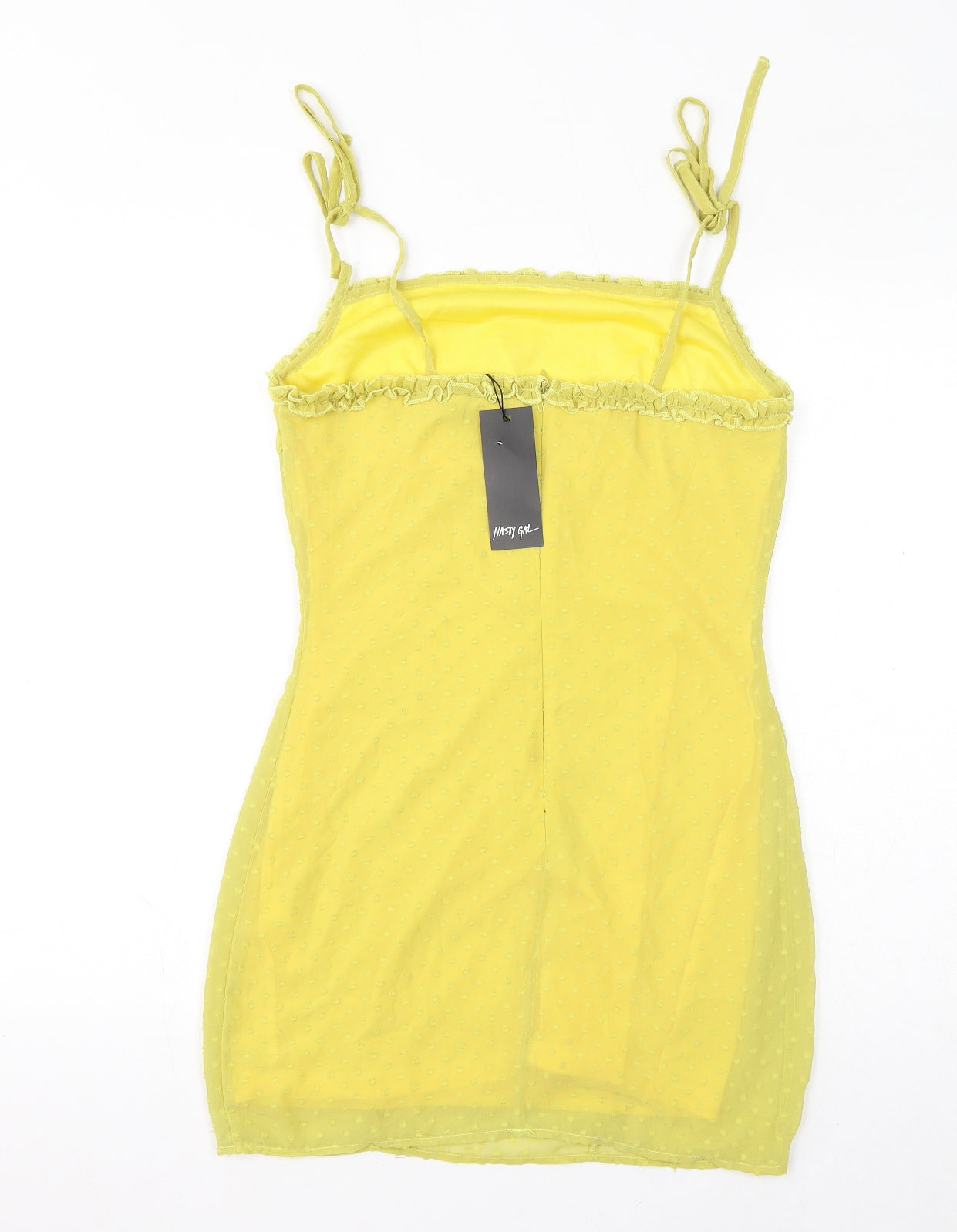 Nasty Gal Womens Yellow Polka Dot Polyester Mini Size 8 Square Neck Zip