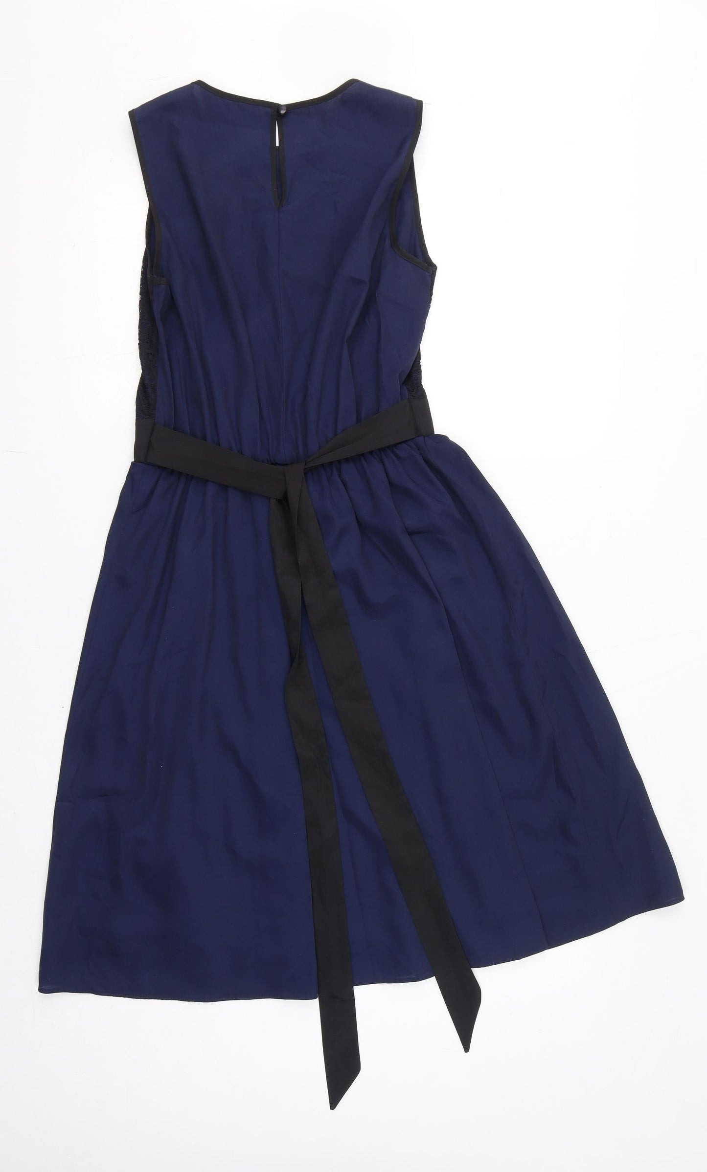 Dorothy Perkins Womens Blue Polyester A-Line Size 10 Round Neck Button