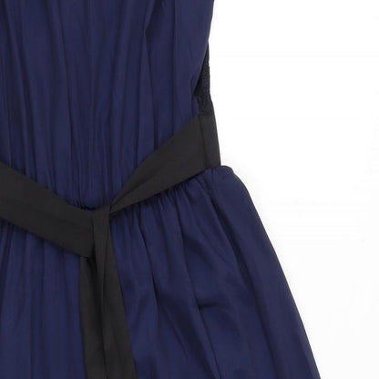 Dorothy Perkins Womens Blue Polyester A-Line Size 10 Round Neck Button