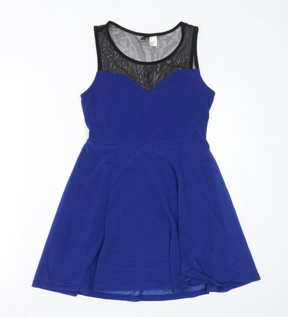 Divided by H&M Womens Blue Polyester A-Line Size S Round Neck Pullover