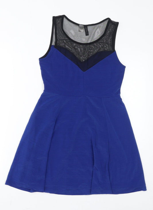 Divided by H&M Womens Blue Polyester A-Line Size S Round Neck Pullover