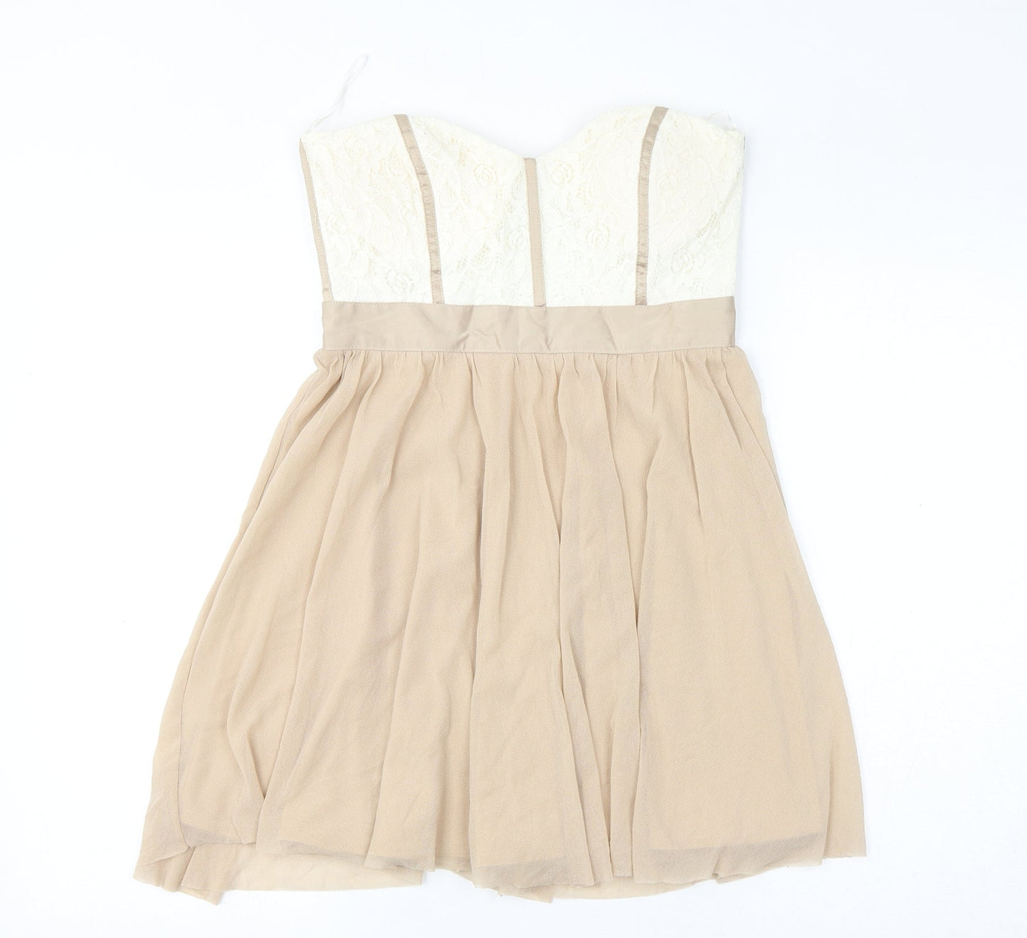 ASOS Womens Beige Cotton Mini Size 10 Sweetheart Zip