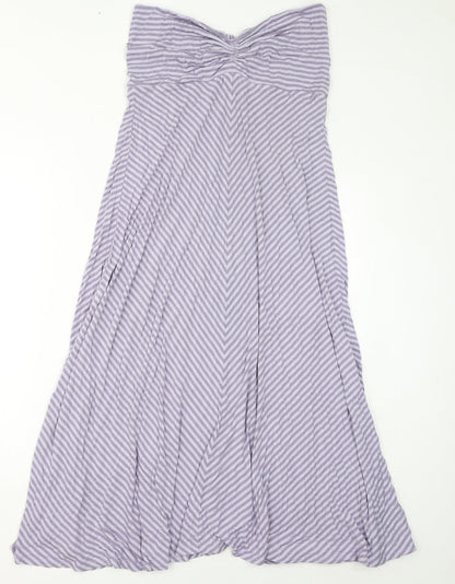 California Womens Purple Striped Viscose Maxi Size L Off the Shoulder Pullover