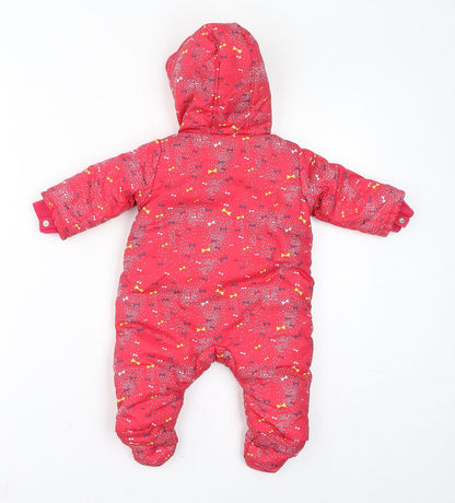 mamas & papas Girls Pink Geometric Quilted Coat Size 0-3 Months Zip - All In One
