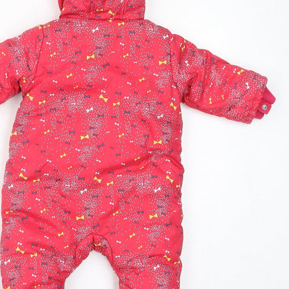 mamas & papas Girls Pink Geometric Quilted Coat Size 0-3 Months Zip - All In One