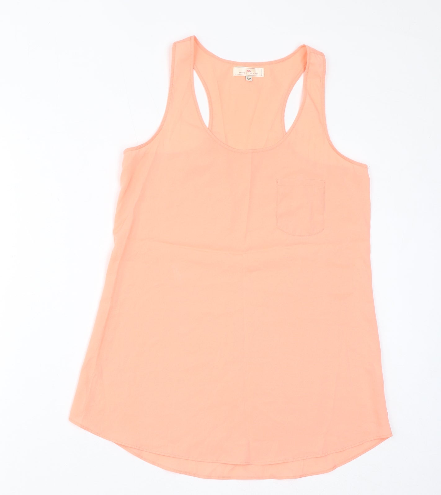 Womens UK Size 10 River Island Orange Basic Tank