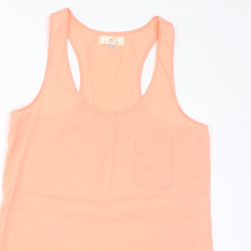 Womens UK Size 10 River Island Orange Basic Tank