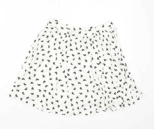 ASOS Womens White Geometric Viscose Mini Skirt Size 10 - Flamingos