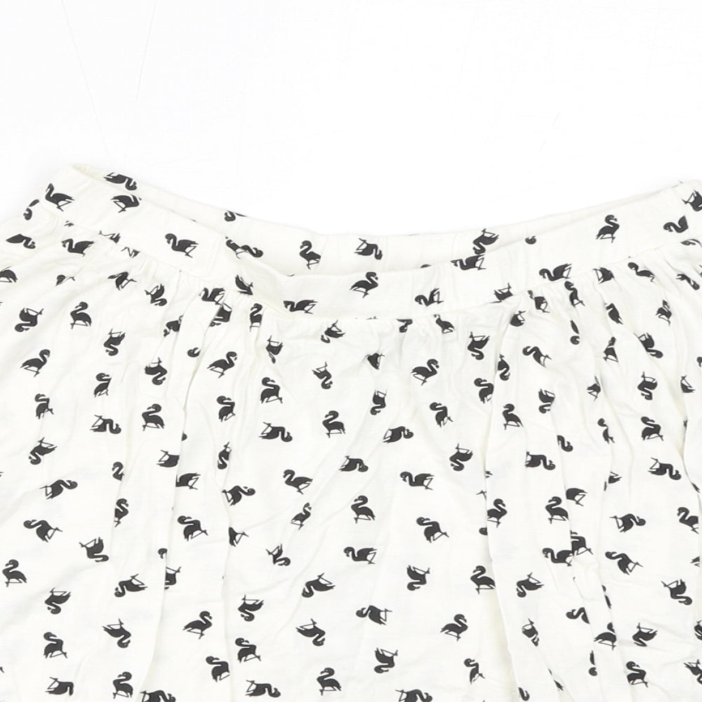 ASOS Womens White Geometric Viscose Mini Skirt Size 10 - Flamingos