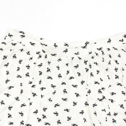 ASOS Womens White Geometric Viscose Mini Skirt Size 10 - Flamingos