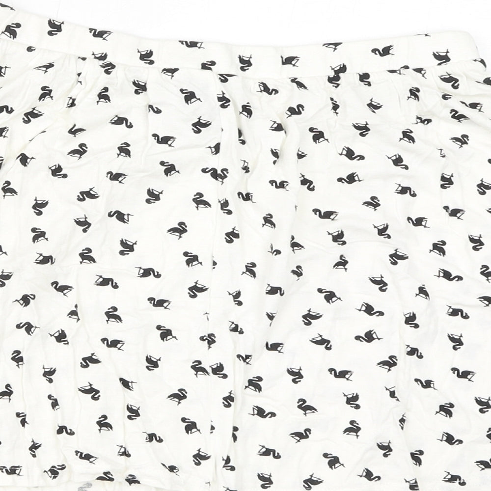 ASOS Womens White Geometric Viscose Mini Skirt Size 10 - Flamingos