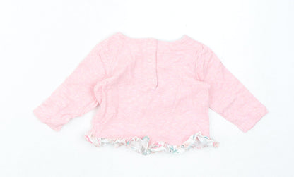 Mini Club Girls Pink Cotton Basic T-Shirt Size 3-6 Months Round Neck Pullover - Hello Bunny