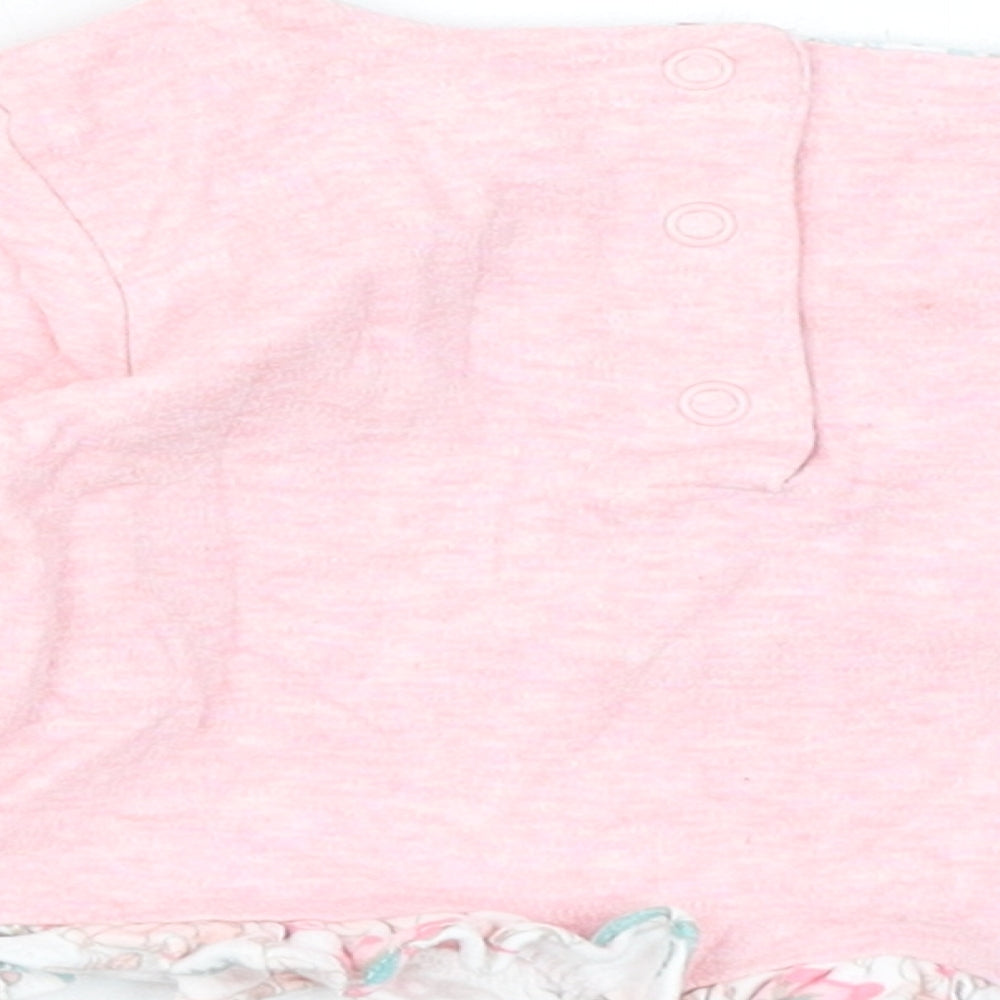 Mini Club Girls Pink Cotton Basic T-Shirt Size 3-6 Months Round Neck Pullover - Hello Bunny