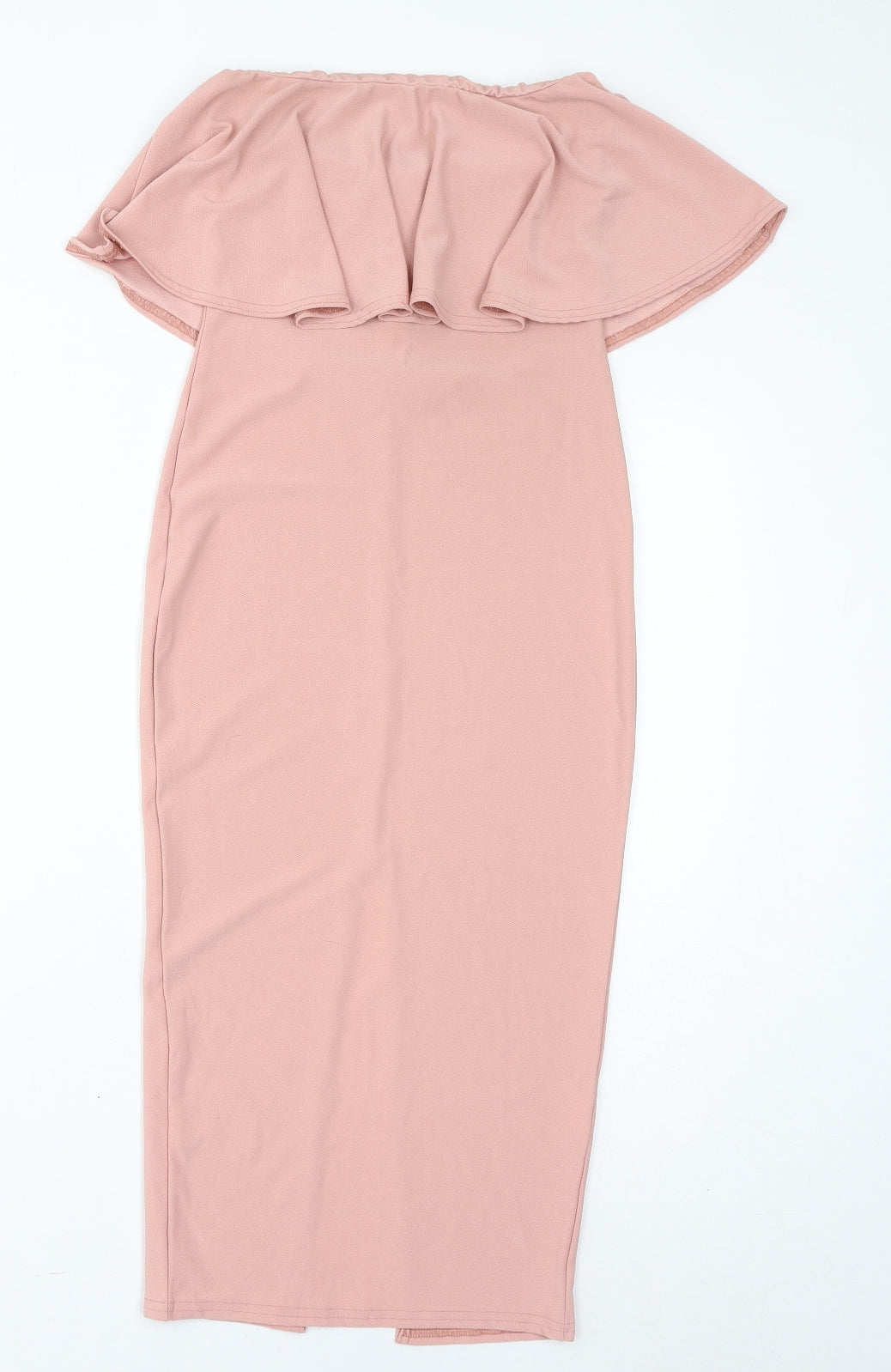 Boohoo Womens Pink Polyester Bodycon Size 10 Off the Shoulder Zip