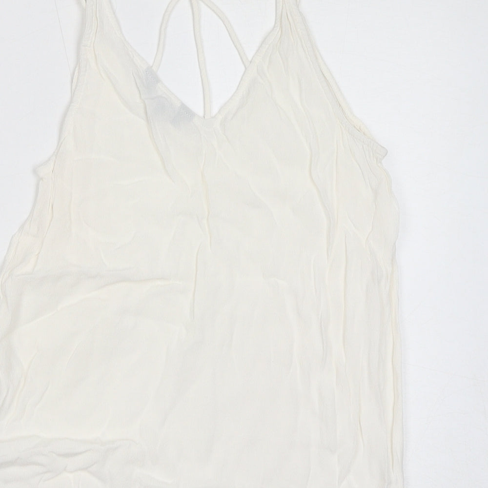 Womens UK Size 8 New Look White Basic Tank