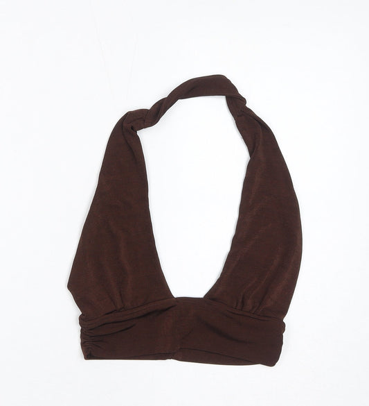 Divided by H&M Womens Brown Polyester Cropped Tank Size XS V-Neck