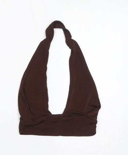 Divided by H&M Womens Brown Polyester Cropped Tank Size XS V-Neck