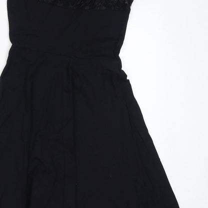 New Look Womens Black Cotton A-Line Size 10 Square Neck Pullover