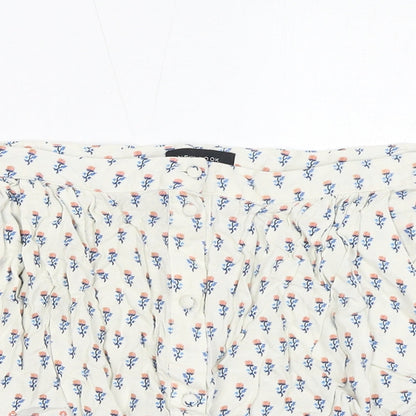 New Look Womens White Floral Viscose Mini Skirt Size 8 Button