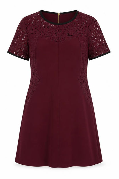Oasis Womens Red Polyester A-Line Size 12 Round Neck Zip