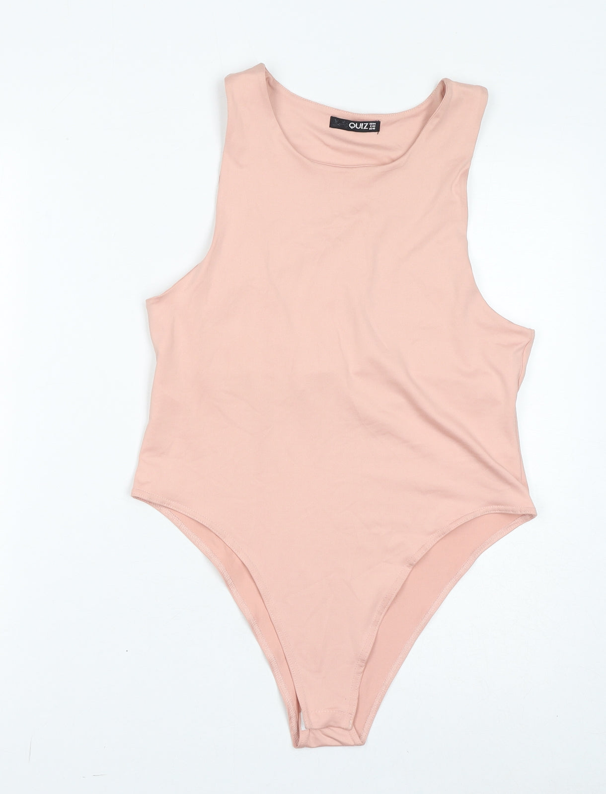 Quiz Womens Pink Polyester Bodysuit One-Piece Size 14 Button