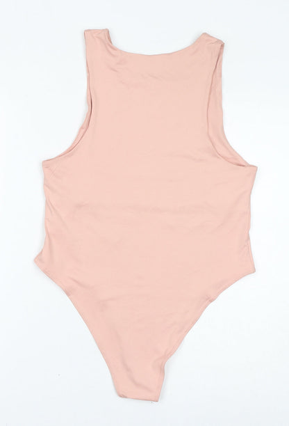 Quiz Womens Pink Polyester Bodysuit One-Piece Size 14 Button