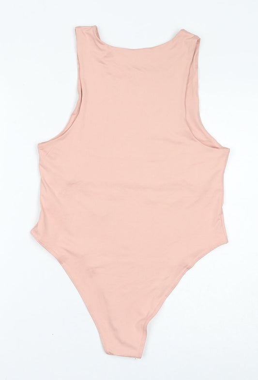 Quiz Womens Pink Polyester Bodysuit One-Piece Size 14 Button