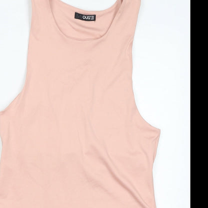 Quiz Womens Pink Polyester Bodysuit One-Piece Size 14 Button