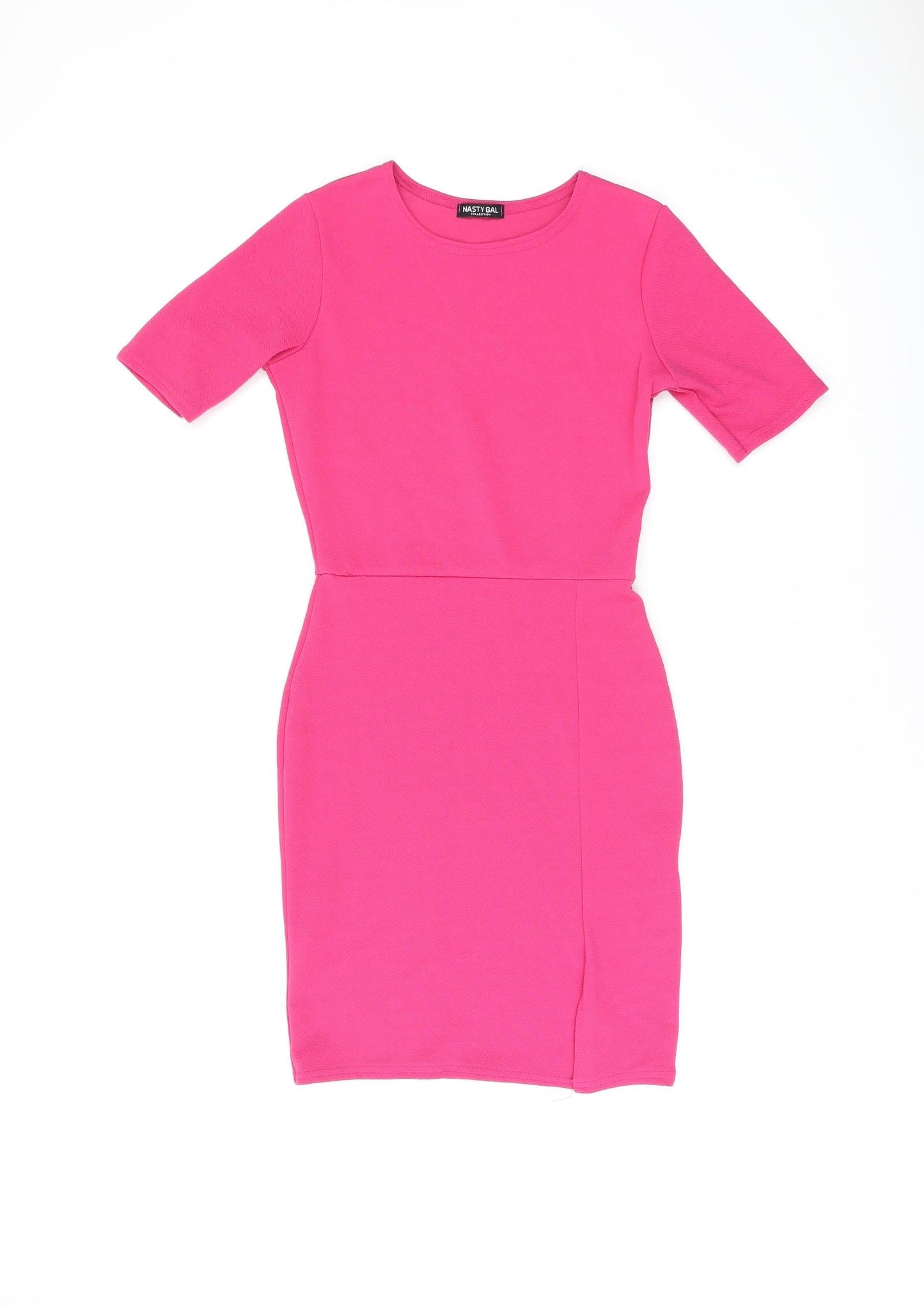 Nasty Gal Womens Pink Polyester Bodycon Size 6 Round Neck Pullover