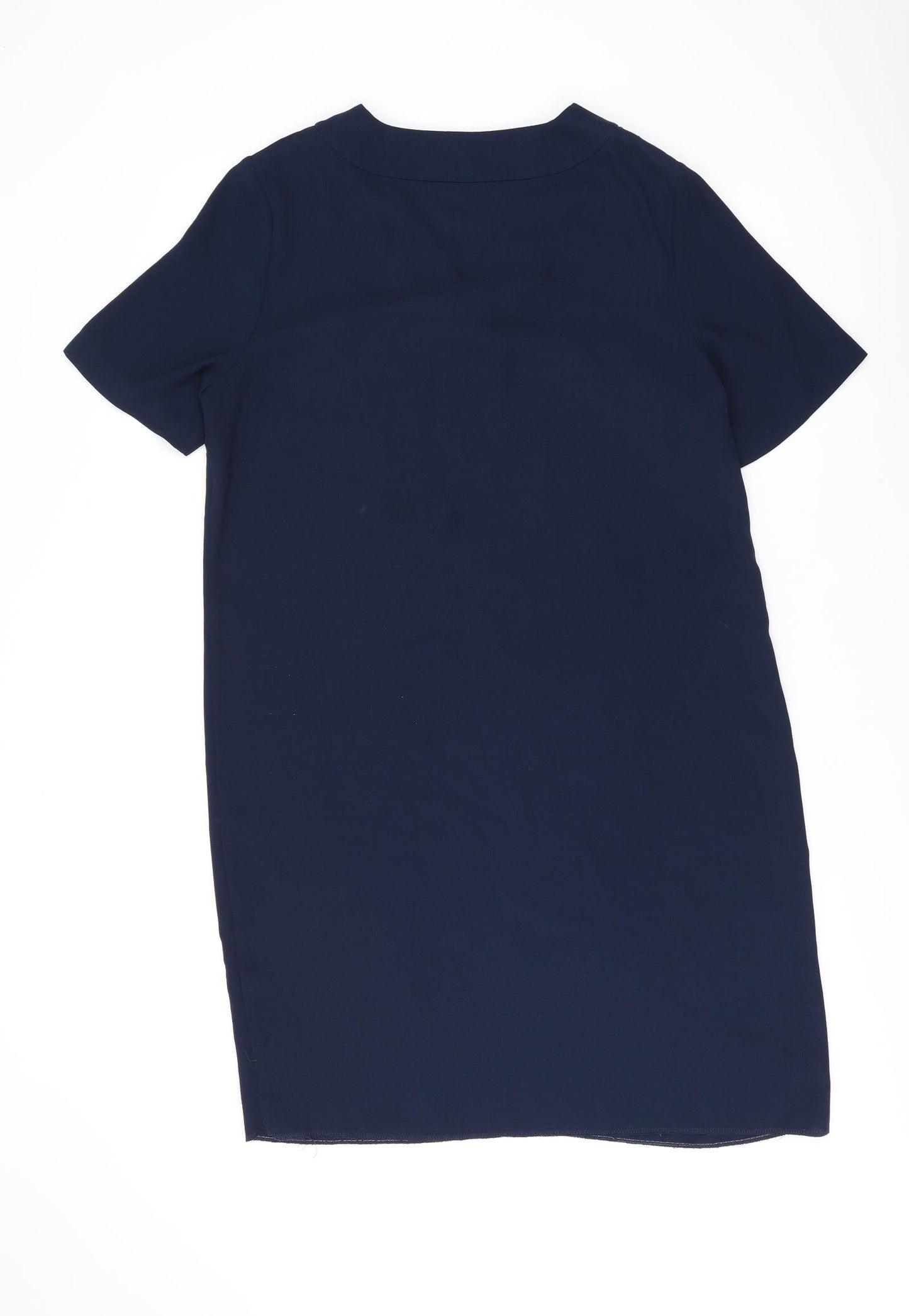 Marks and Spencer Womens Blue Polyester Shift Size 14 V-Neck Pullover