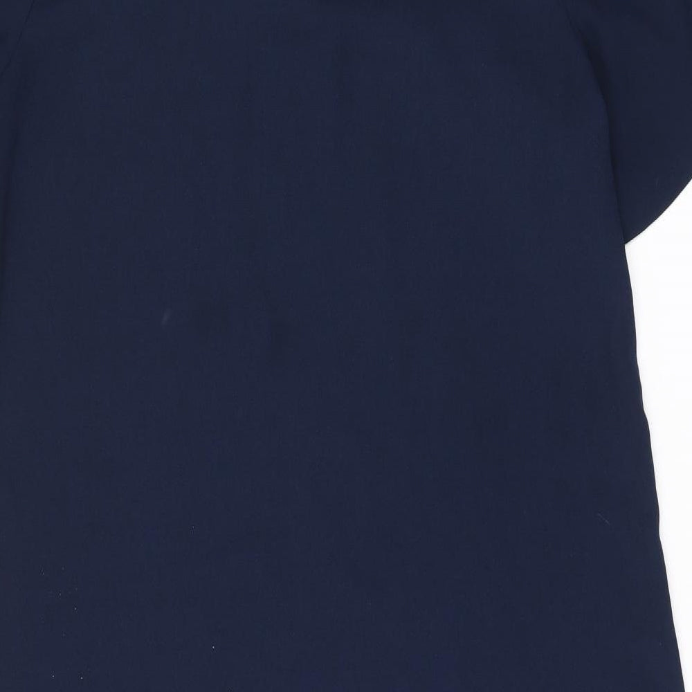 Marks and Spencer Womens Blue Polyester Shift Size 14 V-Neck Pullover