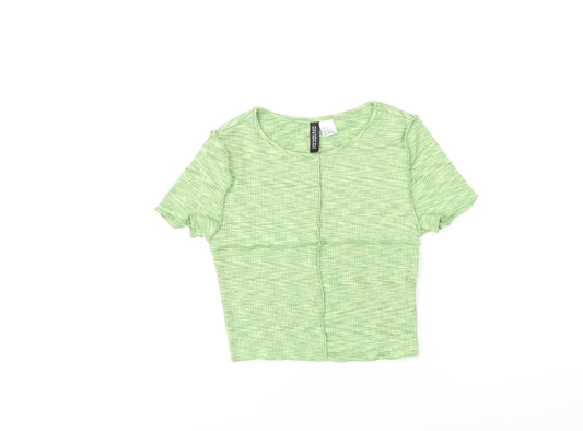 Womens UK Size XS H&M Green Cropped T-Shirt