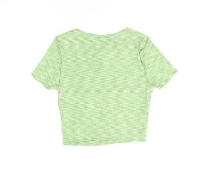 Womens UK Size XS H&M Green Cropped T-Shirt