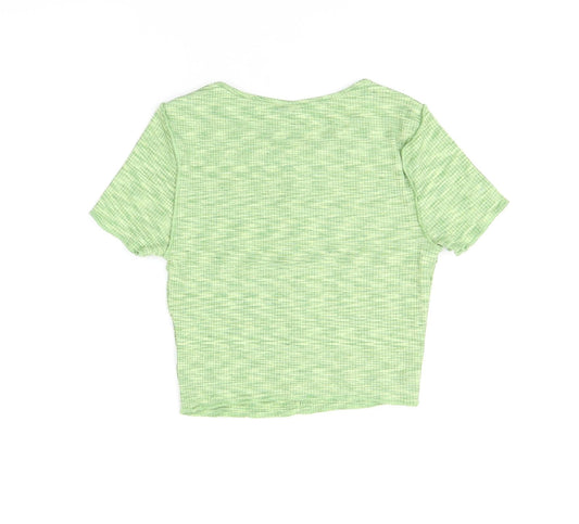 Womens UK Size XS H&M Green Cropped T-Shirt