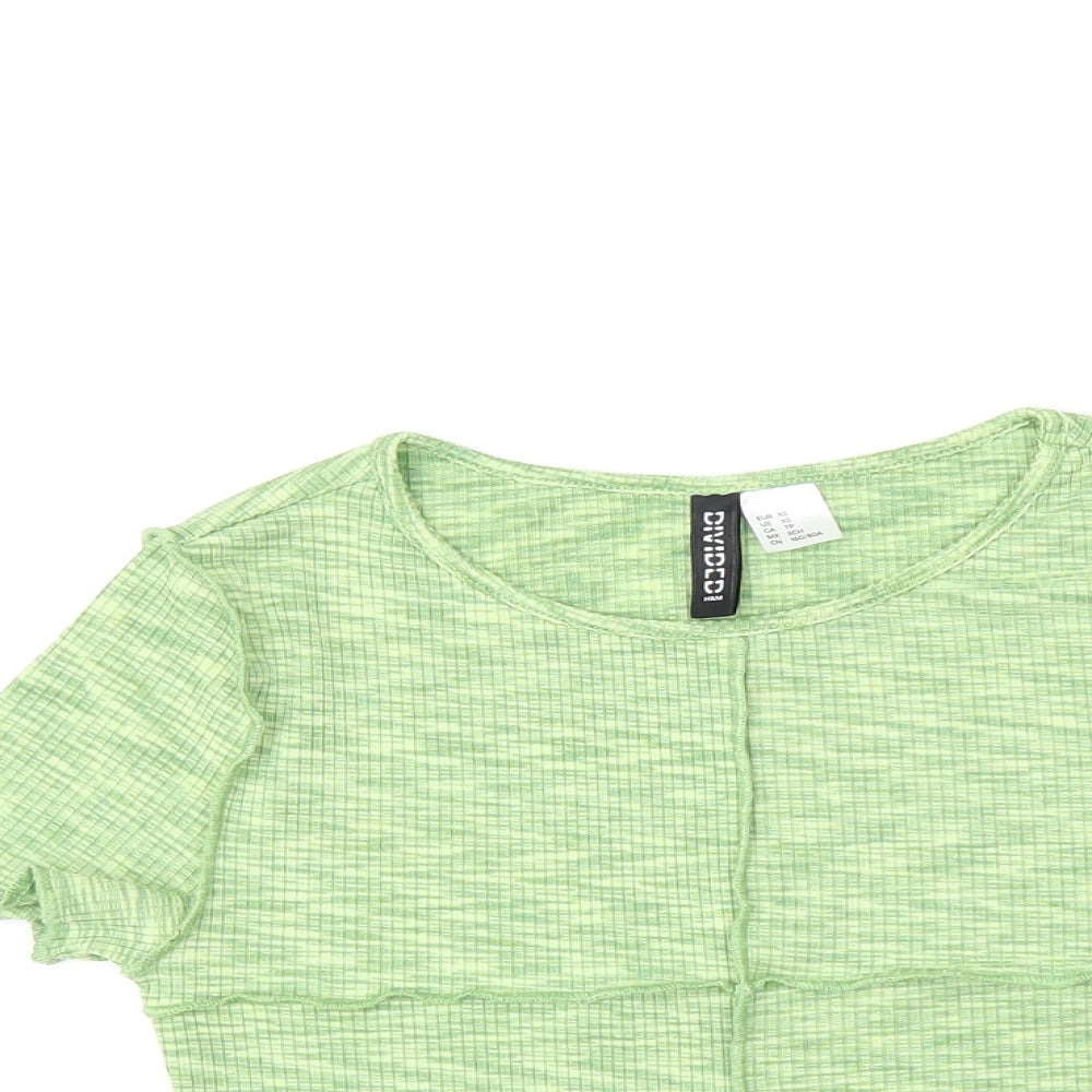 Womens UK Size XS H&M Green Cropped T-Shirt