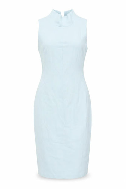 Coast Womens Blue Acetate Bodycon Size 8 High Neck Zip