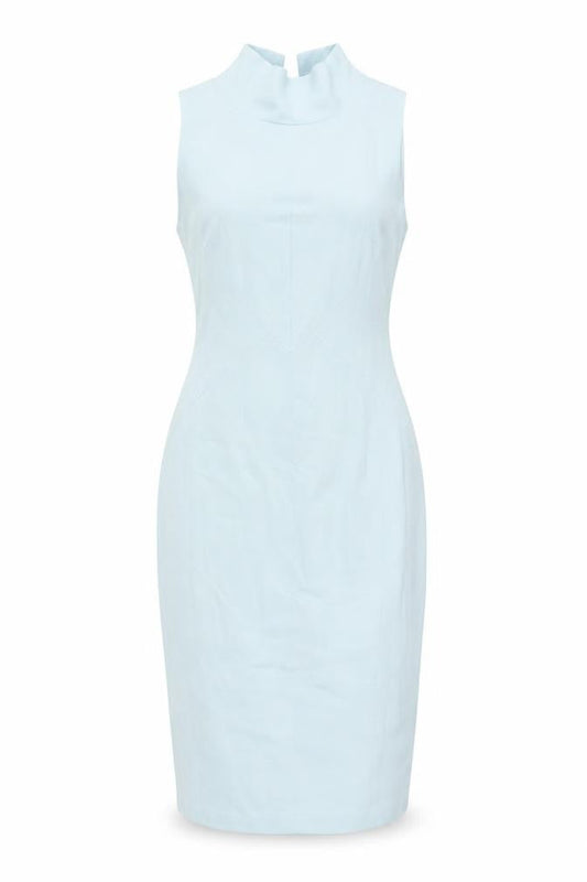 Coast Womens Blue Acetate Bodycon Size 8 High Neck Zip