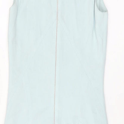 Coast Womens Blue Acetate Bodycon Size 8 High Neck Zip