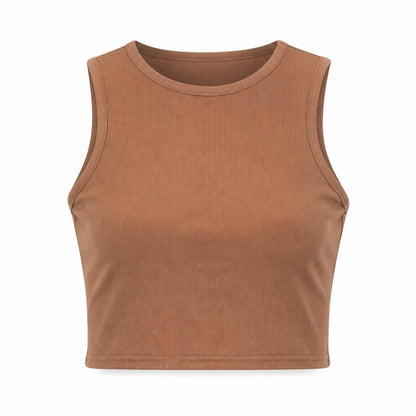 Womens UK Size 10 PRETTYLITTLETHING Brown Cropped T-Shirt