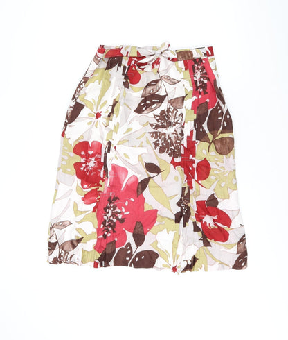Caroline Rohmer Womens Multicoloured Floral Acetate Flare Skirt Size 16 Zip