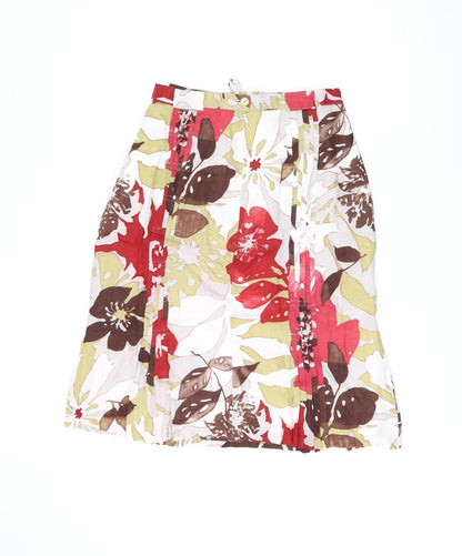 Caroline Rohmer Womens Multicoloured Floral Acetate Flare Skirt Size 16 Zip
