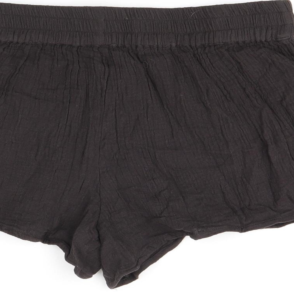 PRETTYLITTLETHING Womens Brown Cotton Basic Shorts Size 10 Regular Pull On