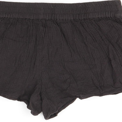 PRETTYLITTLETHING Womens Brown Cotton Basic Shorts Size 10 Regular Pull On