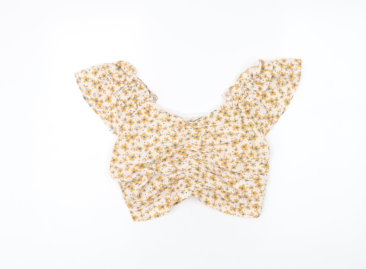 Womens UK Size 10 Boohoo Ivory Cropped T-Shirt